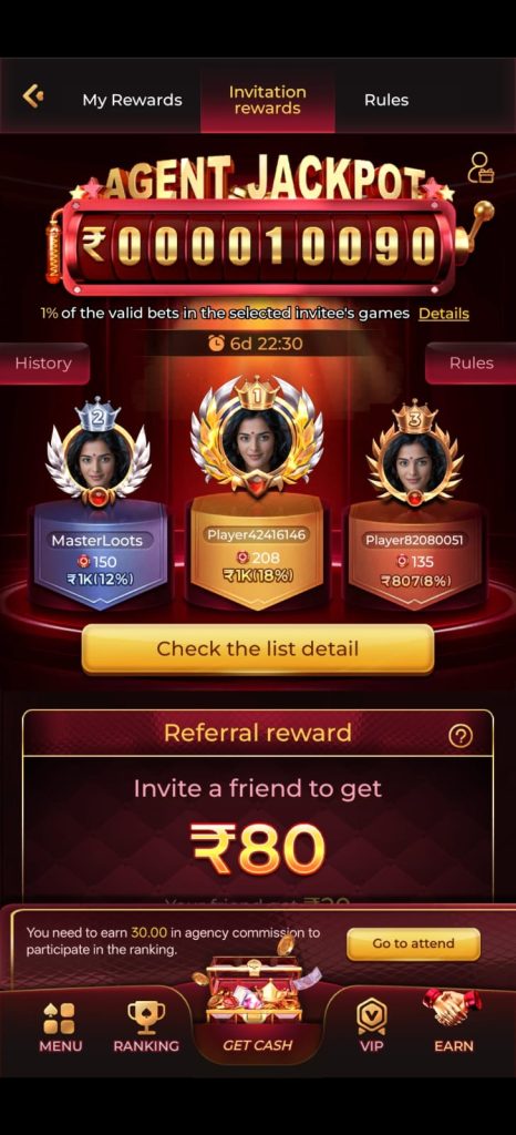 MGM Game Agent Jackpot and Referral Rewards